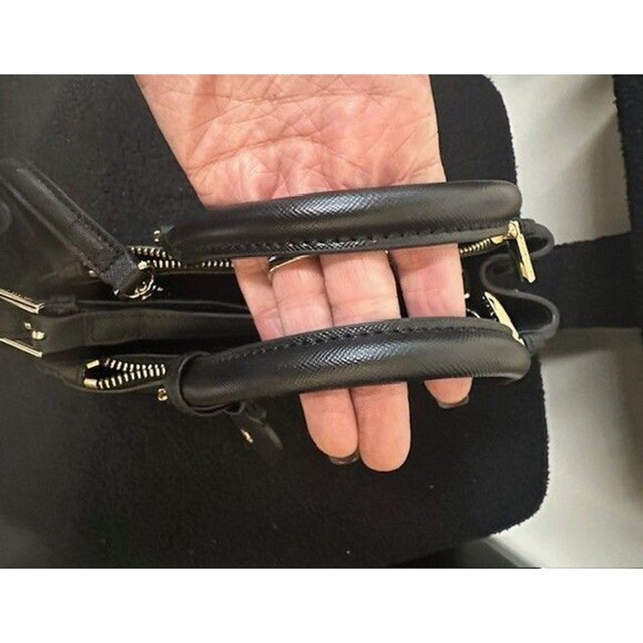 Tory Burch Tote Black Leather Robinson Micro Double-Zip Cross Body + Dust Bag - Picture 12 of 14